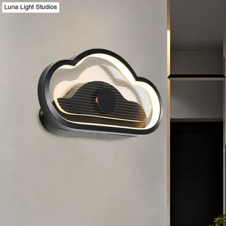 Nordic Acrylic Heart/Cloud Led Wall Light Fixture For Bedroom - Black/White