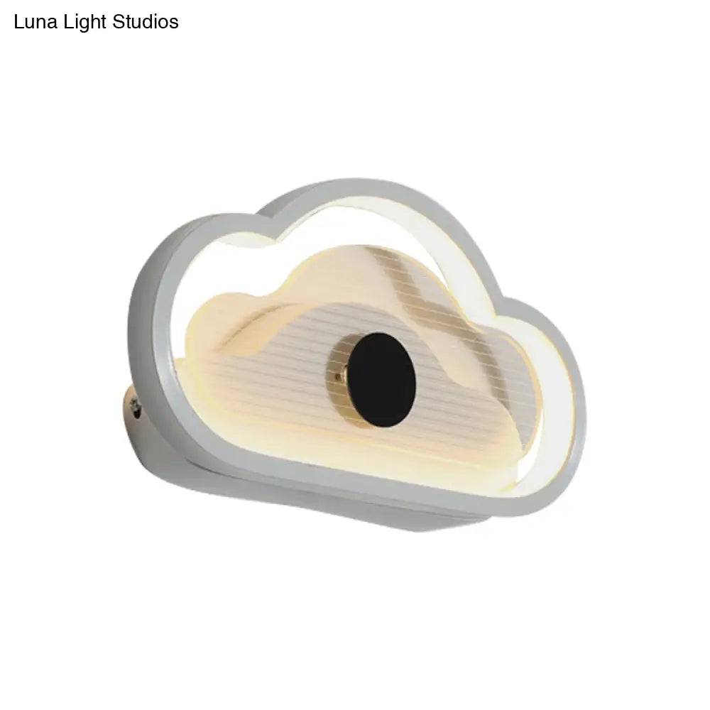 Nordic Acrylic Heart/Cloud Led Wall Light Fixture For Bedroom - Black/White
