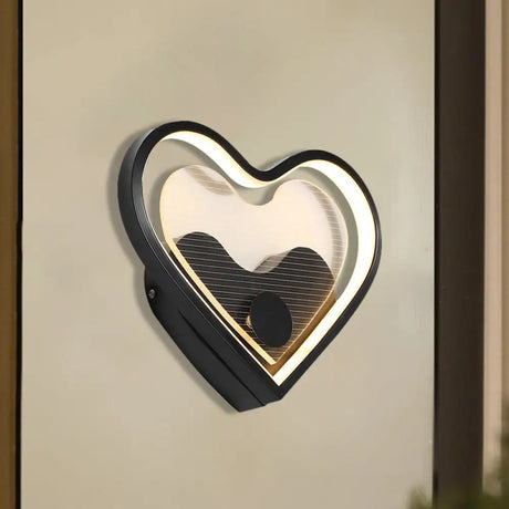 Nordic Acrylic Heart/Cloud Led Wall Light Fixture For Bedroom - Black/White Black / Loving Heart