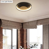 Nordic Acrylic Led Ceiling Flush Light In Black/White Wood - 12/16/19.5 Inch Wide