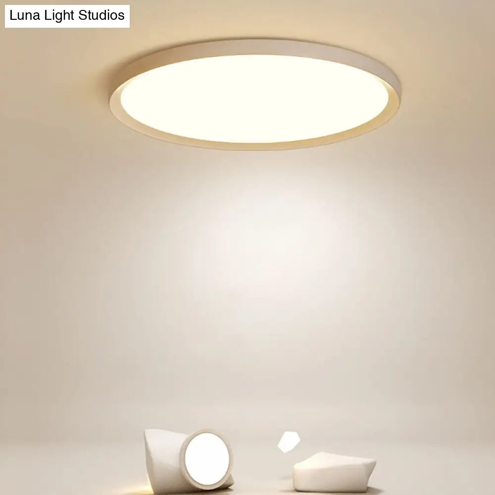 Nordic Acrylic Led Ceiling Light: Stylish White Flush Mount For Bedroom / 12 Warm
