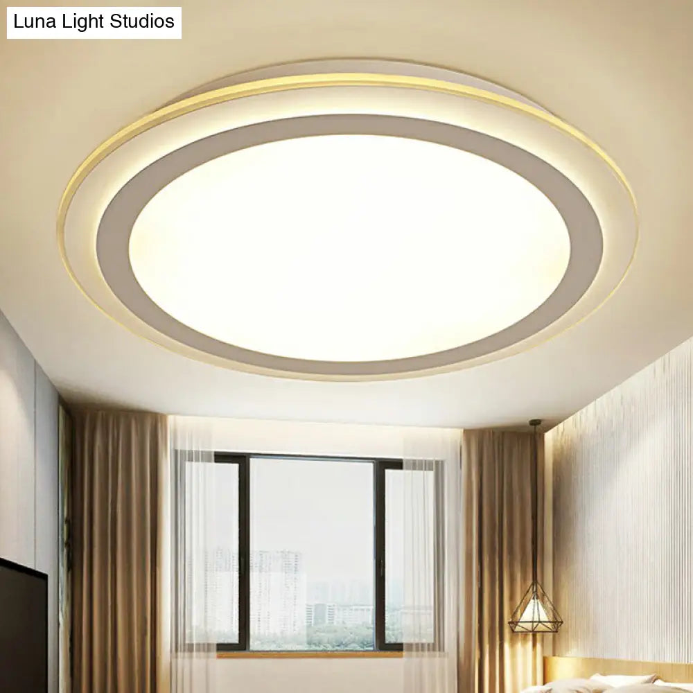 Nordic Acrylic Led Ceiling Light - White Disc Flush Mount Ideal For Office Spaces / 12.5 Warm