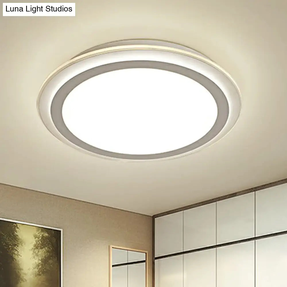 Nordic Acrylic Led Ceiling Light - White Disc Flush Mount Ideal For Office Spaces / 12.5
