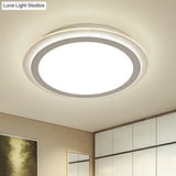 Nordic Acrylic Led Ceiling Light - White Disc Flush Mount Ideal For Office Spaces / 12.5