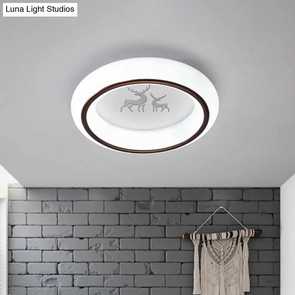 Nordic Acrylic Led Ceiling Light With Elk/Star/Hot Air Balloon Pattern - Flush Mount