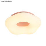 Nordic Acrylic Led Doughnut Flushmount Light For Kids’ Bedroom In White/Blue/Pink