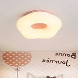 Nordic Acrylic Led Doughnut Flushmount Light For Kids’ Bedroom In White/Blue/Pink Pink