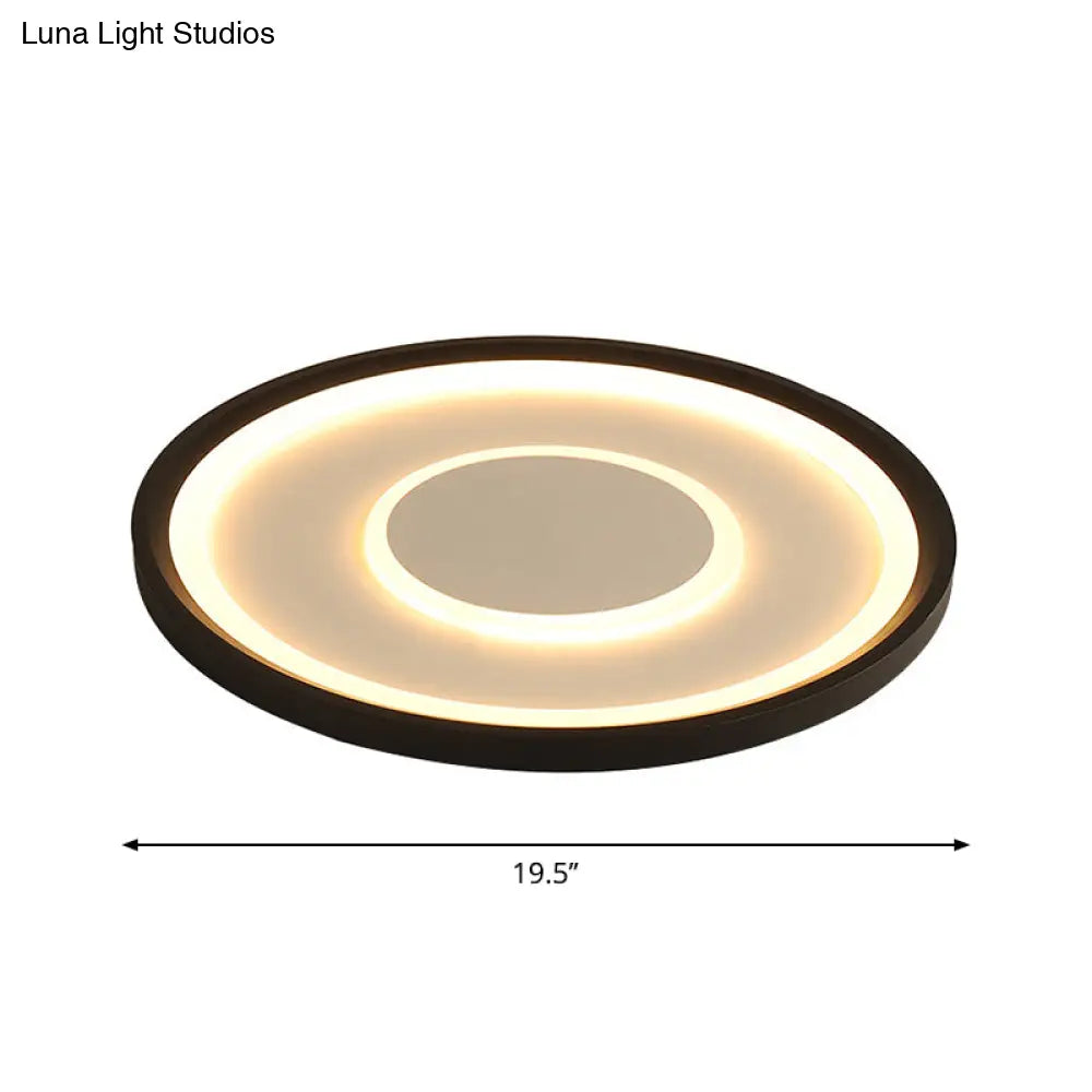 Nordic Acrylic Led Flush Ceiling Light In Black - 16’/19.5’ Width