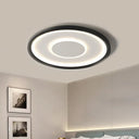 Nordic Acrylic Led Flush Ceiling Light In Black - 16’/19.5’ Width / 16’