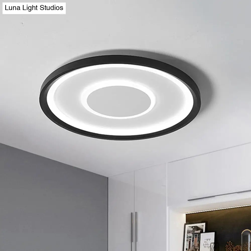 Nordic Acrylic Led Flush Ceiling Light In Black - 16’/19.5’ Width