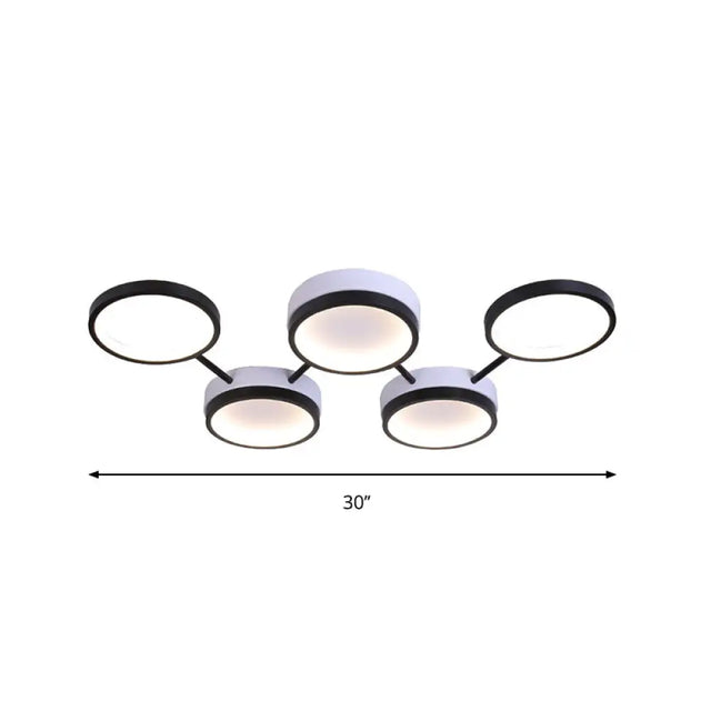 Nordic Acrylic Led Flush Light: Black Molecular Design 4/5 Light Options Warm/White Ideal For Living