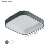 Nordic Acrylic Led Flush Mount Ceiling Fixture For Bedroom - Grey/White Squared Ring 16’/19.5’ W