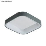 Nordic Acrylic Led Flush Mount Ceiling Fixture For Bedroom - Grey/White Squared Ring 16’/19.5’ W