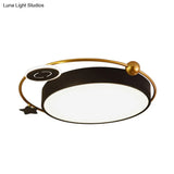 Nordic Acrylic Led Flush Mount With Cloud Sun And Moon Design In Black/Gold For Bedroom Lighting
