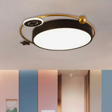 Nordic Acrylic Led Flush Mount With Cloud Sun And Moon Design In Black/Gold For Bedroom Lighting