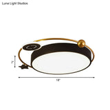 Nordic Acrylic Led Flush Mount With Cloud Sun And Moon Design In Black/Gold For Bedroom Lighting