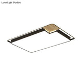 Nordic Acrylic Lounge Led Flush Mount Ceiling Light In Black - Wood Rectangular Splicing Surface