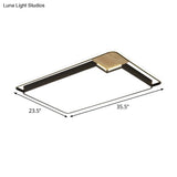 Nordic Acrylic Lounge Led Flush Mount Ceiling Light In Black - Wood Rectangular Splicing Surface