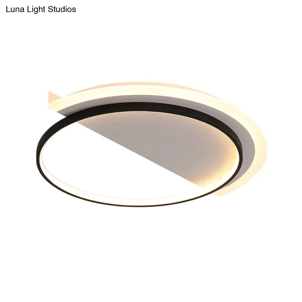 Nordic Acrylic Semicircle Led Ceiling Light Fixture Black Flush Mount - 18’/21.5’ Width