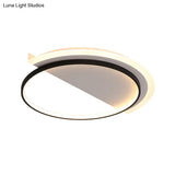 Nordic Acrylic Semicircle Led Ceiling Light Fixture Black Flush Mount - 18’/21.5’ Width