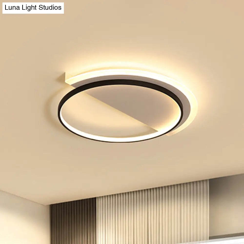 Nordic Acrylic Semicircle Led Ceiling Light Fixture Black Flush Mount - 18’/21.5’ Width