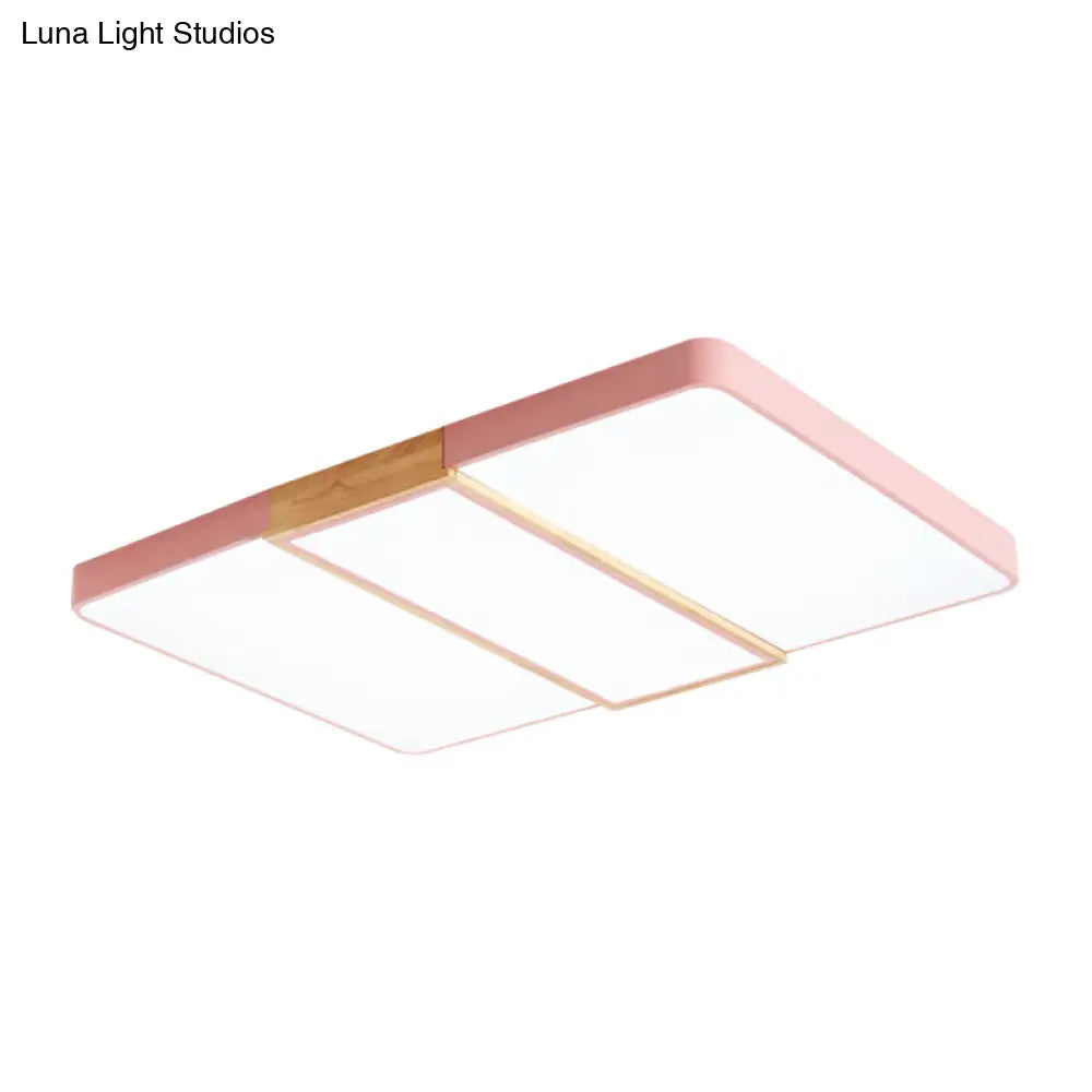 Nordic Acrylic Slim Panel Ceiling Mount Light - Green/Pink/White Ideal For Living Room