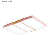 Nordic Acrylic Slim Panel Ceiling Mount Light - Green/Pink/White Ideal For Living Room