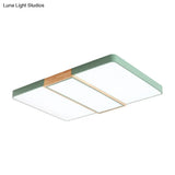 Nordic Acrylic Slim Panel Ceiling Mount Light - Green/Pink/White Ideal For Living Room