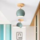 Nordic Adjustable Semi Flush Ceiling Light Fixture - Black/Gray/White/Pink/Green Orbit Design Green