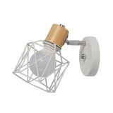 Nordic Adjustable Wall Lamp - Polygon Cage/Antler Bedside Light Fixture Metallic Finish 1 Head