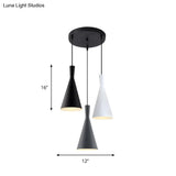 Nordic Aluminum Cluster Pendant Light With 3 Heads In Black-Grey-White Colors