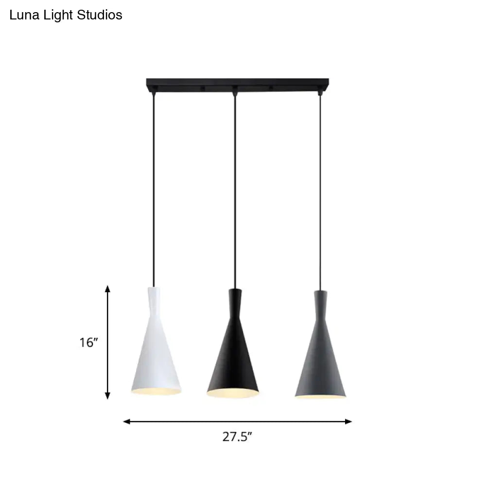 Nordic Aluminum Cluster Pendant Light With 3 Heads In Black-Grey-White Colors