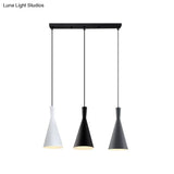Nordic Aluminum Cluster Pendant Light With 3 Heads In Black-Grey-White Colors