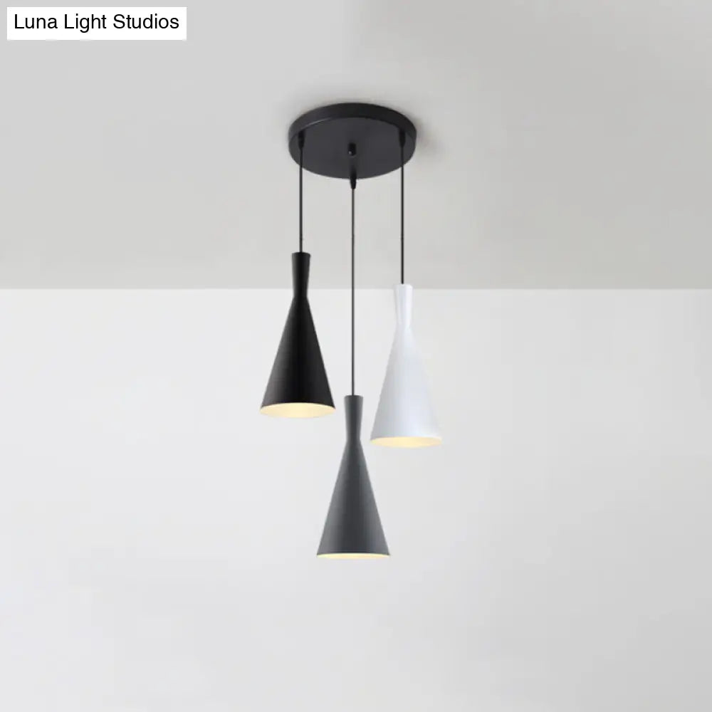 Nordic Aluminum Cluster Pendant Light With 3 Heads In Black-Grey-White Colors