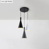 Nordic Aluminum Cluster Pendant Light With 3 Heads In Black-Grey-White Colors