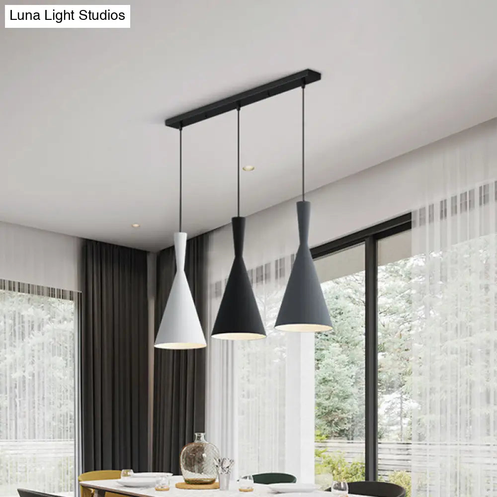 Nordic Aluminum Cluster Pendant Light With 3 Heads In Black-Grey-White Colors
