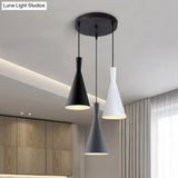 Nordic Aluminum Cluster Pendant Light With 3 Heads In Black-Grey-White Colors