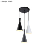 Nordic Aluminum Cluster Pendant Light With 3 Heads In Black-Grey-White Colors