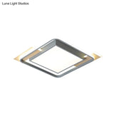 Nordic Aluminum Led Ceiling Flush Mount Light In Warm/White - Grey Square Box Design With Frame
