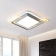 Nordic Aluminum Led Ceiling Flush Mount Light In Warm/White - Grey Square Box Design With Frame