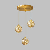 Nordic Amber Glass Led Pendant Lamp With Brass Finish And Starry Design For Bedroom 3 /