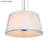 Nordic Apricot Design Drum Chandelier - 4 Light Pendant For Living Room In White/Blue/Beige Fabric