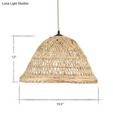 Nordic Bamboo Pendant Light For Dining Room - Beige Bell Shape