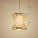 Nordic Bamboo Pendant Lighting: Symmetric Cage 1 Bulb Beige - Ideal For Restaurants / 12