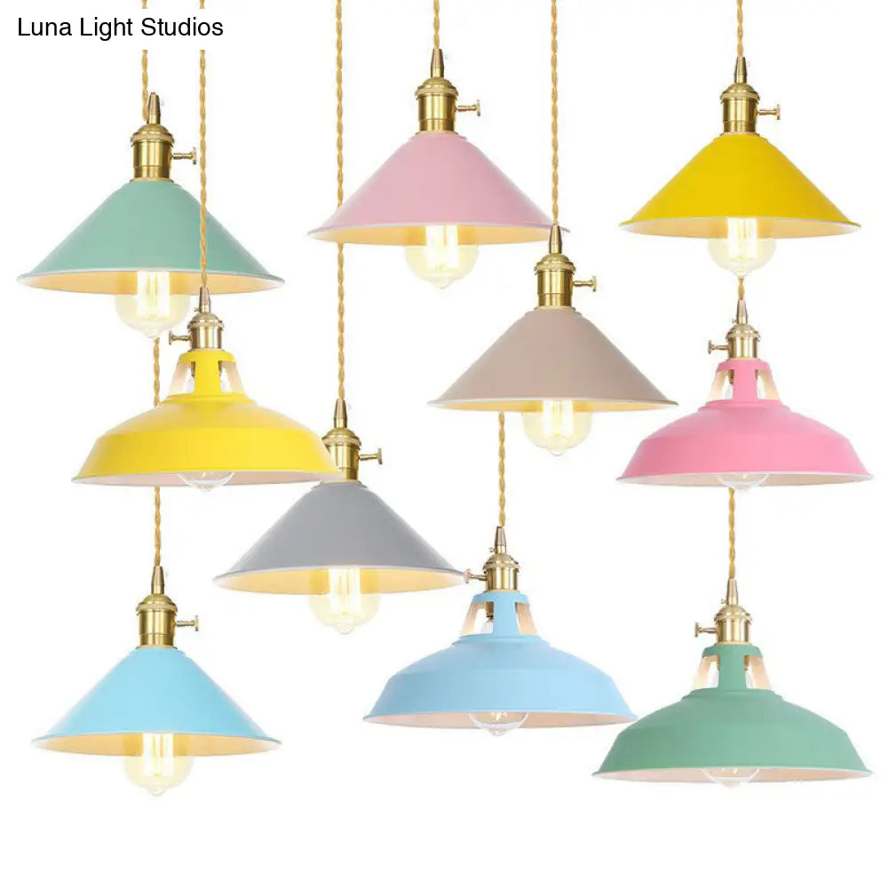 Nordic Barn-Style Pendant Light With Colorful Iron Shade – Perfect For Kitchen And Bar
