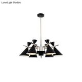 Nordic Bi-Conical Pendant Chandelier - 3/6 Lights Black/White/Pink Dining Room Lighting Fixture