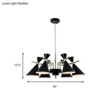 Nordic Bi-Conical Pendant Chandelier - 3/6 Lights Black/White/Pink Dining Room Lighting Fixture