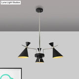 Nordic Bi-Conical Pendant Chandelier - 3/6 Lights Black/White/Pink Dining Room Lighting Fixture