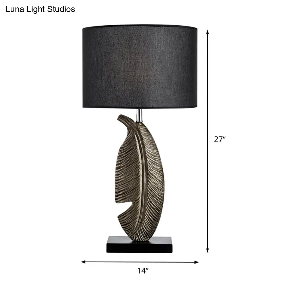 Nordic Black Bedroom Task Lamp - 1 Bulb Reading Book Light With Fabric Shade