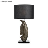 Nordic Black Bedroom Task Lamp - 1 Bulb Reading Book Light With Fabric Shade
